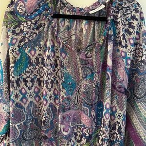 Susan Graver Multicolor Paisley Sheer Blouse